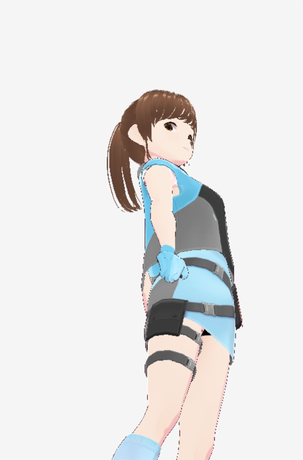 水色の服を着た巨乳のお姉さん(セリフなし 3DCGモデル イラスト集)