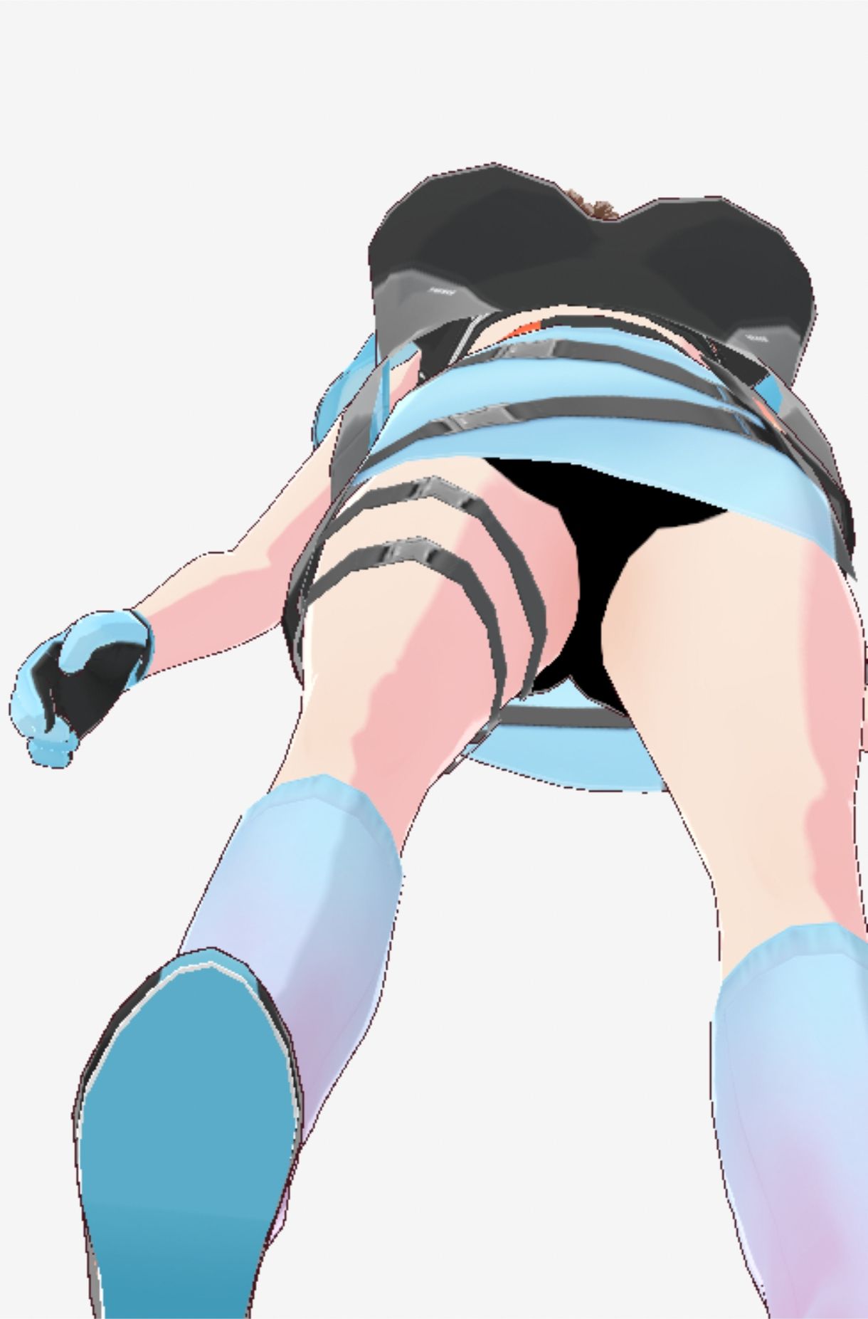 水色の服を着た巨乳のお姉さん(セリフなし 3DCGモデル イラスト集)