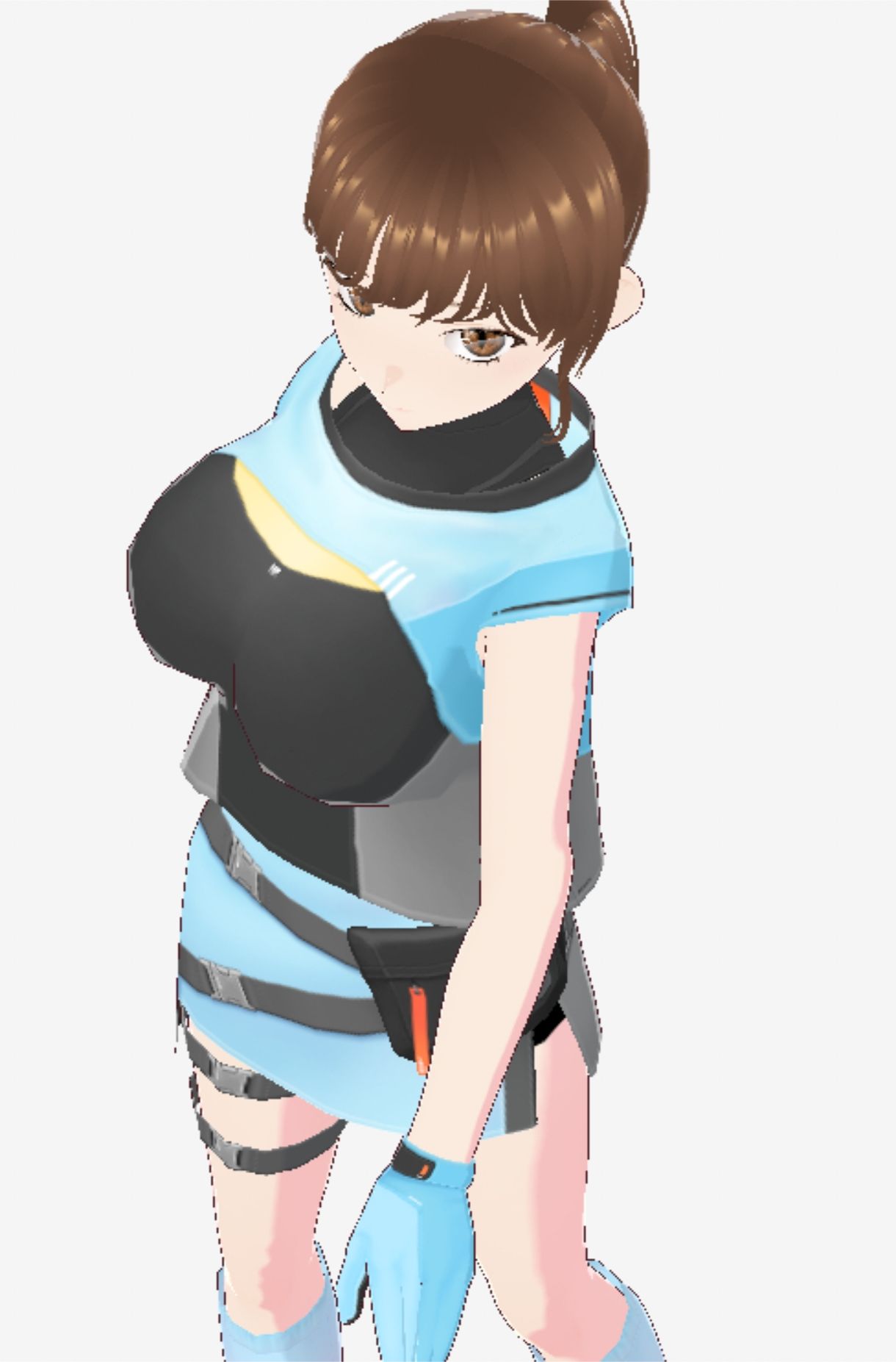 水色の服を着た巨乳のお姉さん(セリフなし 3DCGモデル イラスト集)
