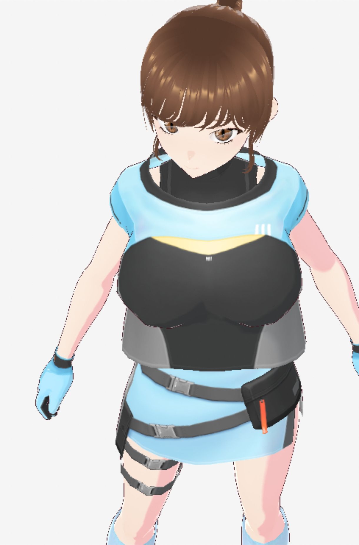 水色の服を着た巨乳のお姉さん(セリフなし 3DCGモデル イラスト集)