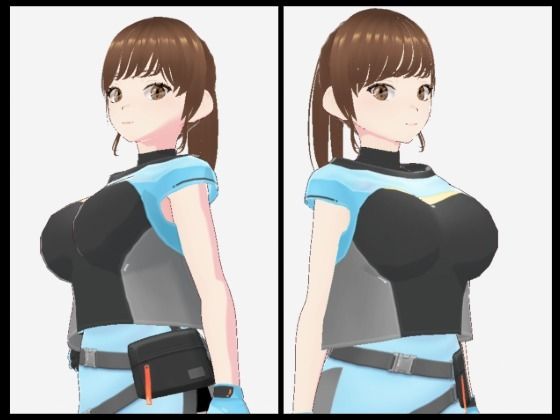 水色の服を着た巨乳のお姉さん（セリフなし 3DCGモデル イラスト集）
