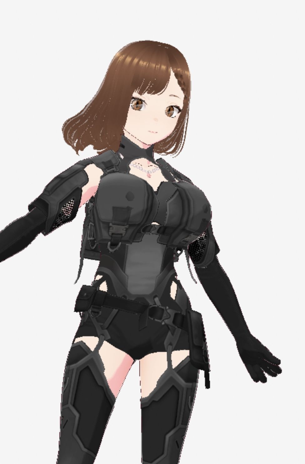 黒いウェアを着ている巨乳のお姉さん（セリフなし 3DCGモデル イラスト集）