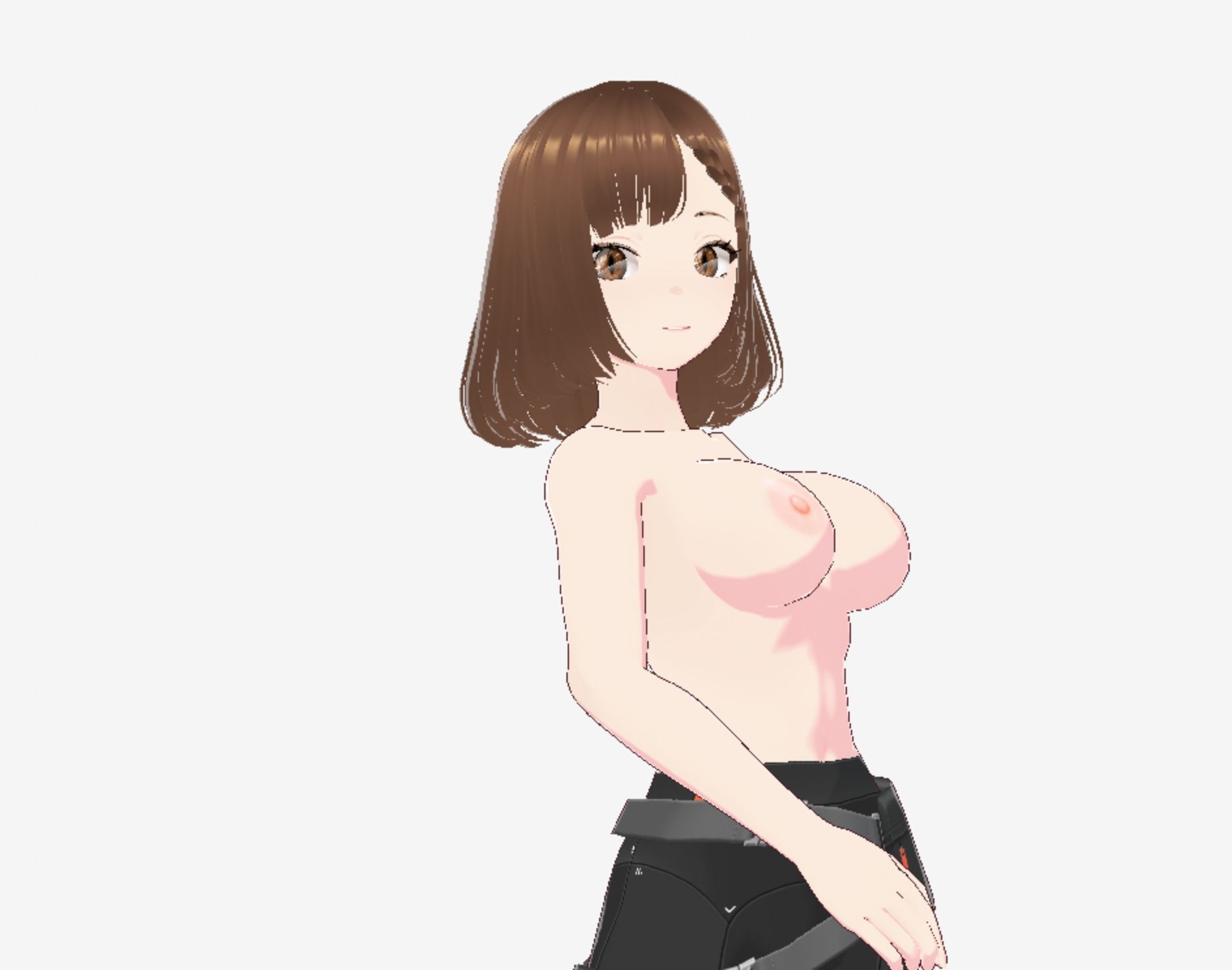 黒いウェアを着ている巨乳のお姉さん（セリフなし 3DCGモデル イラスト集）