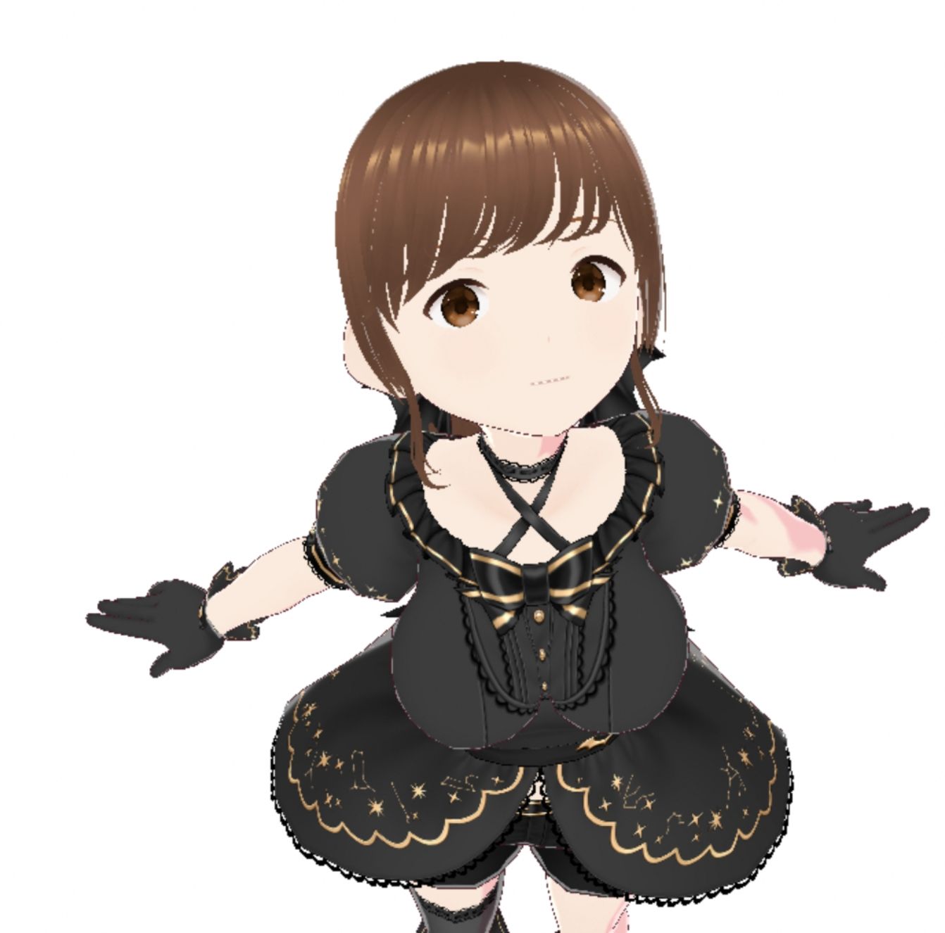 黒いドレスを着たお姉さん(セリフなし 3DCGモデル イラスト集)