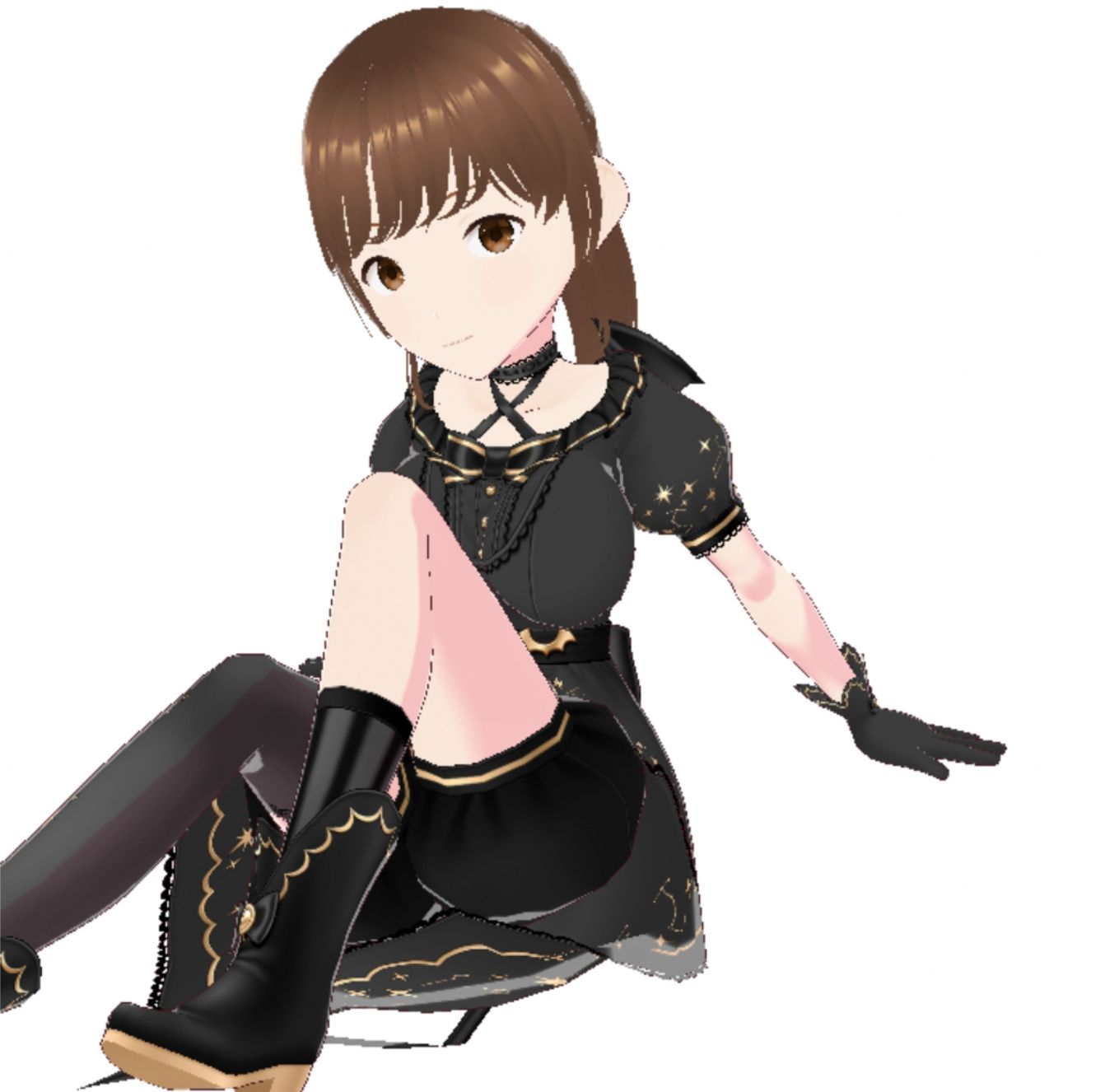 黒いドレスを着たお姉さん(セリフなし 3DCGモデル イラスト集)