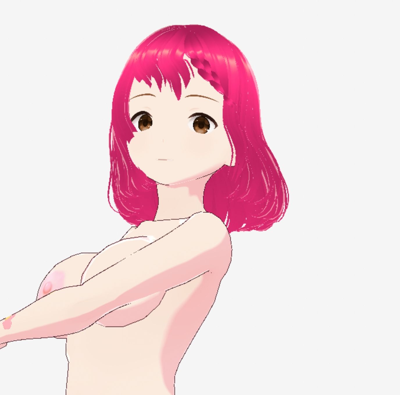 ピンクのメイドっぽい可愛い衣装のお姉さん（セリフなし 3DCGモデル イラスト集）