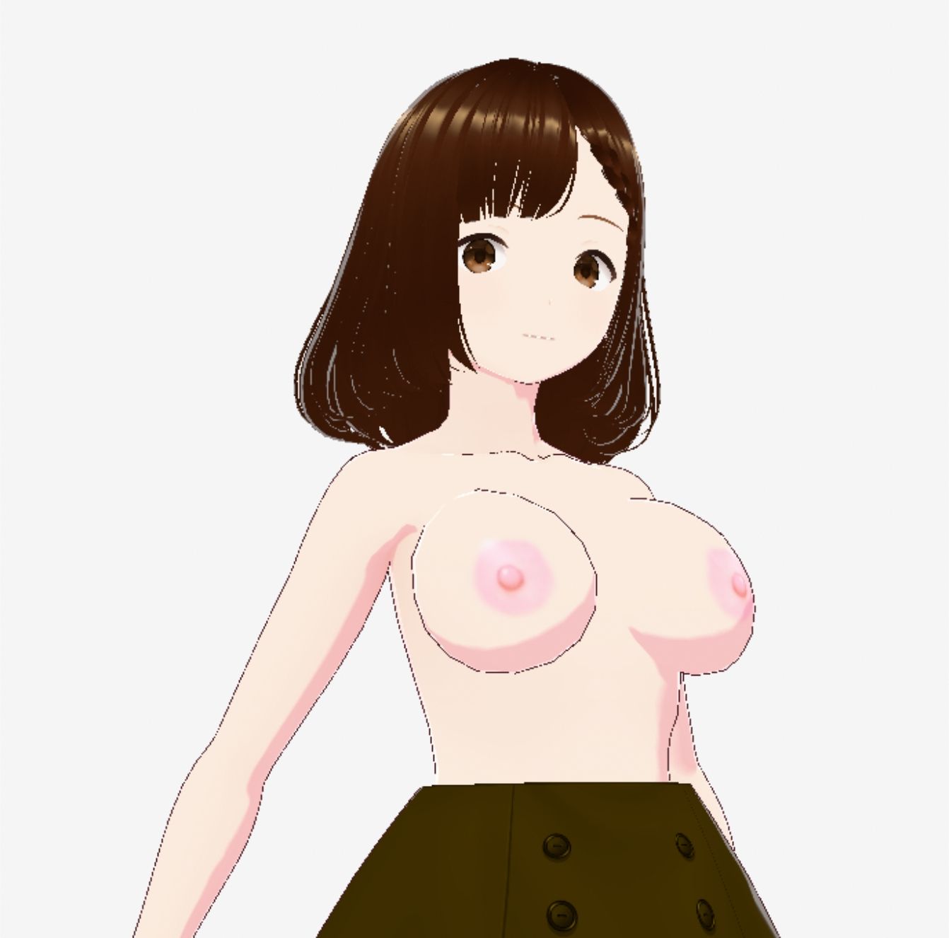 黒いスカートだけでおっぱい丸出しのお姉さん（セリフなし 3DCGモデル イラスト集）