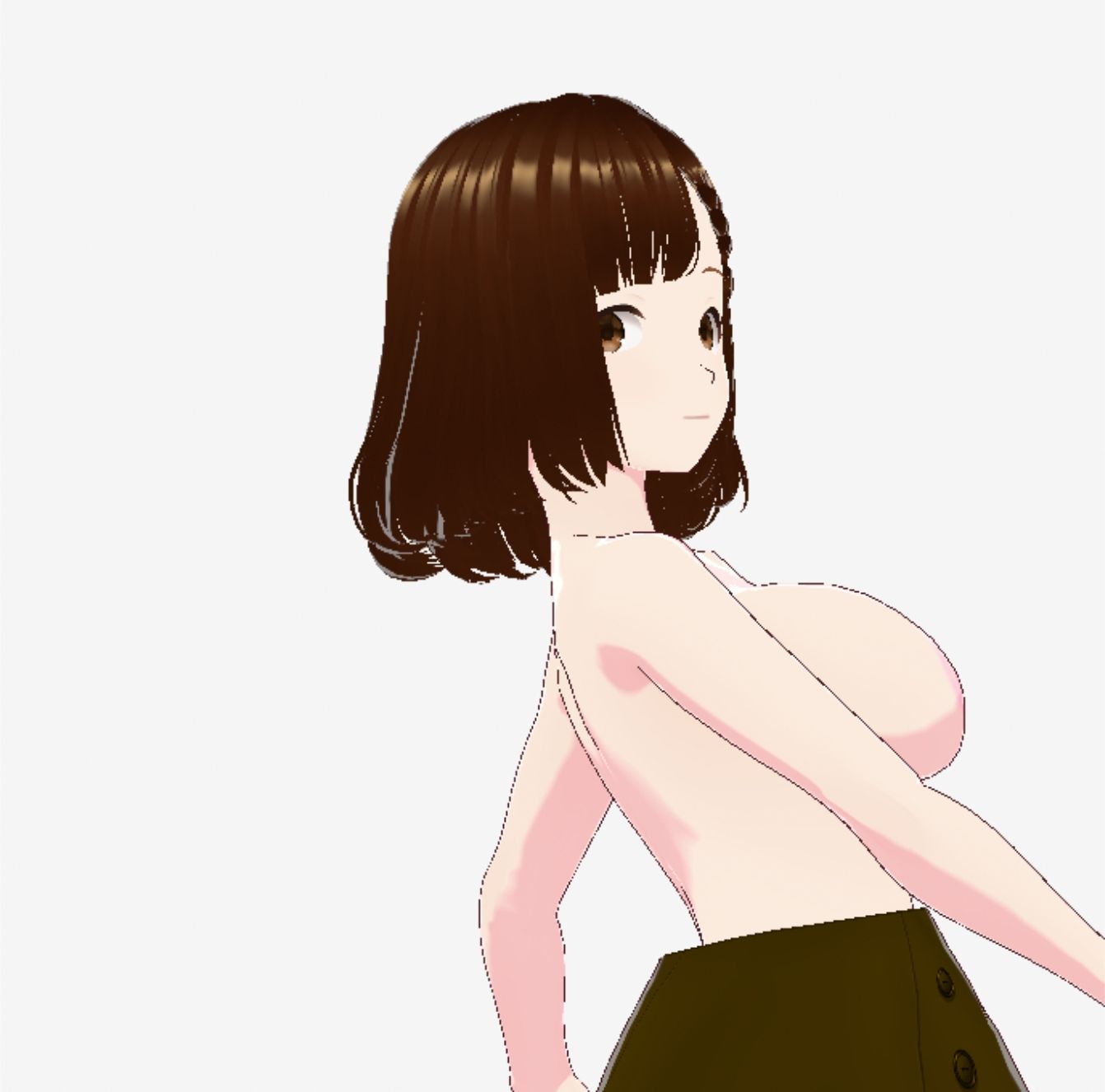 黒いスカートだけでおっぱい丸出しのお姉さん（セリフなし 3DCGモデル イラスト集）
