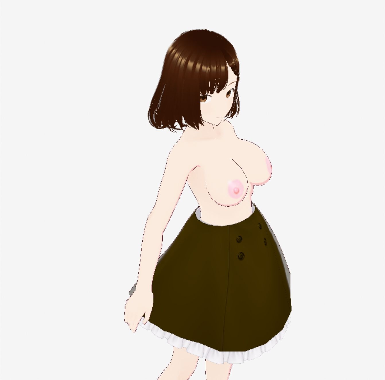 黒いスカートだけでおっぱい丸出しのお姉さん（セリフなし 3DCGモデル イラスト集）