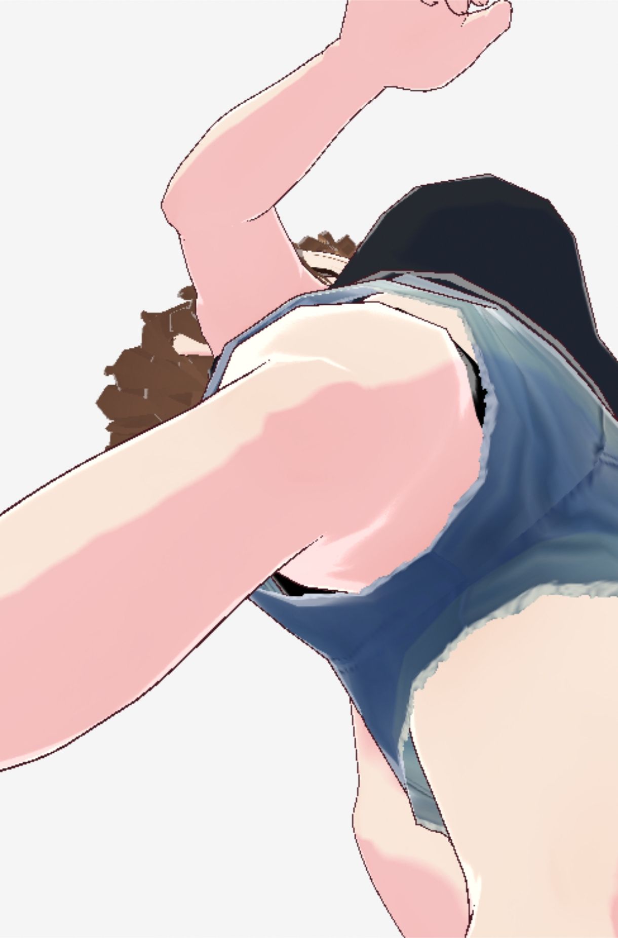 黒いノースリーブにデニムのショートパンツのお姉さん(セリフなし 3DCGモデル イラスト集)