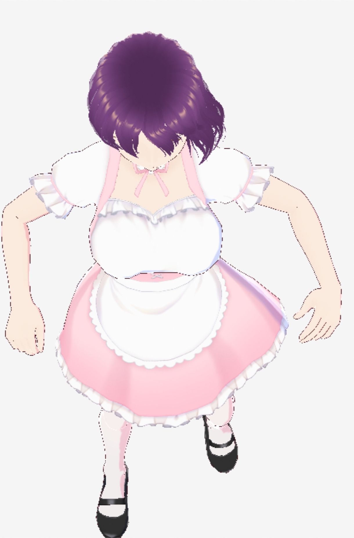 パープルヘアの巨乳の女性（セリフなし 3DCGモデル イラスト集）