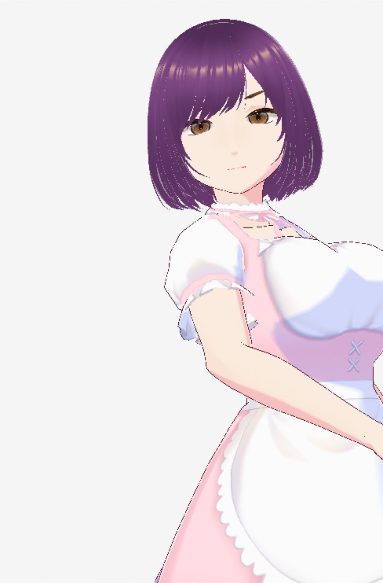 パープルヘアの巨乳の女性（セリフなし 3DCGモデル イラスト集）