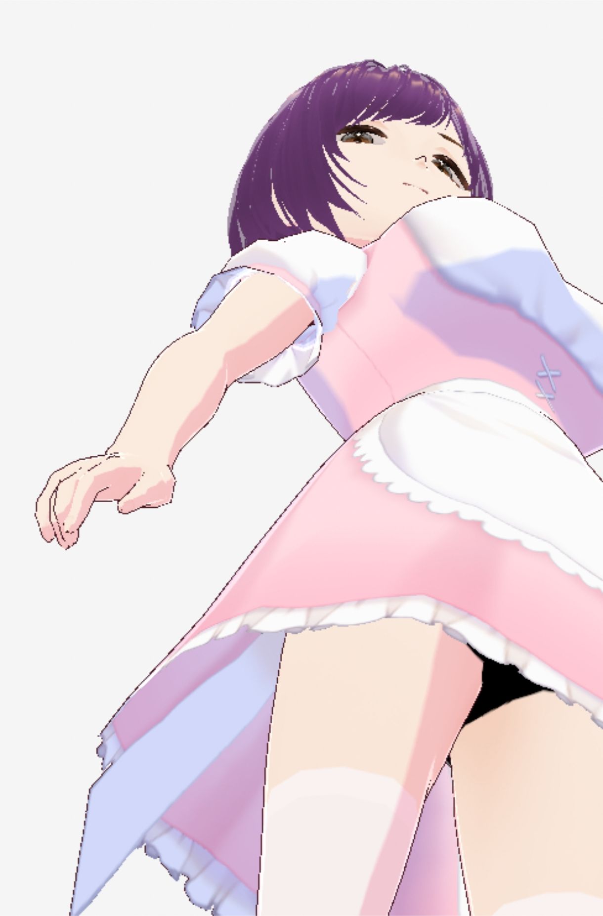 パープルヘアの巨乳の女性（セリフなし 3DCGモデル イラスト集）