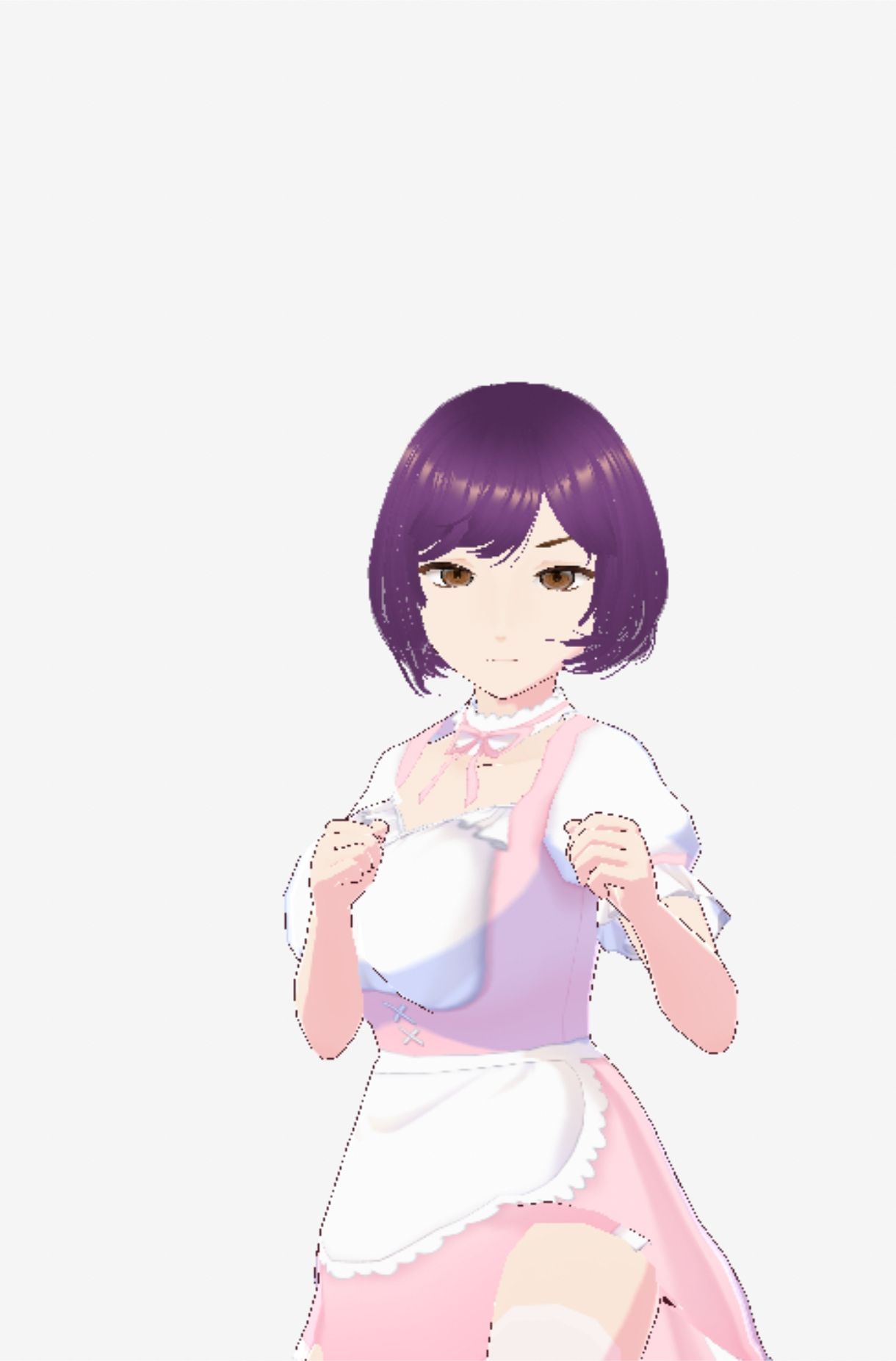 パープルヘアの巨乳の女性（セリフなし 3DCGモデル イラスト集）