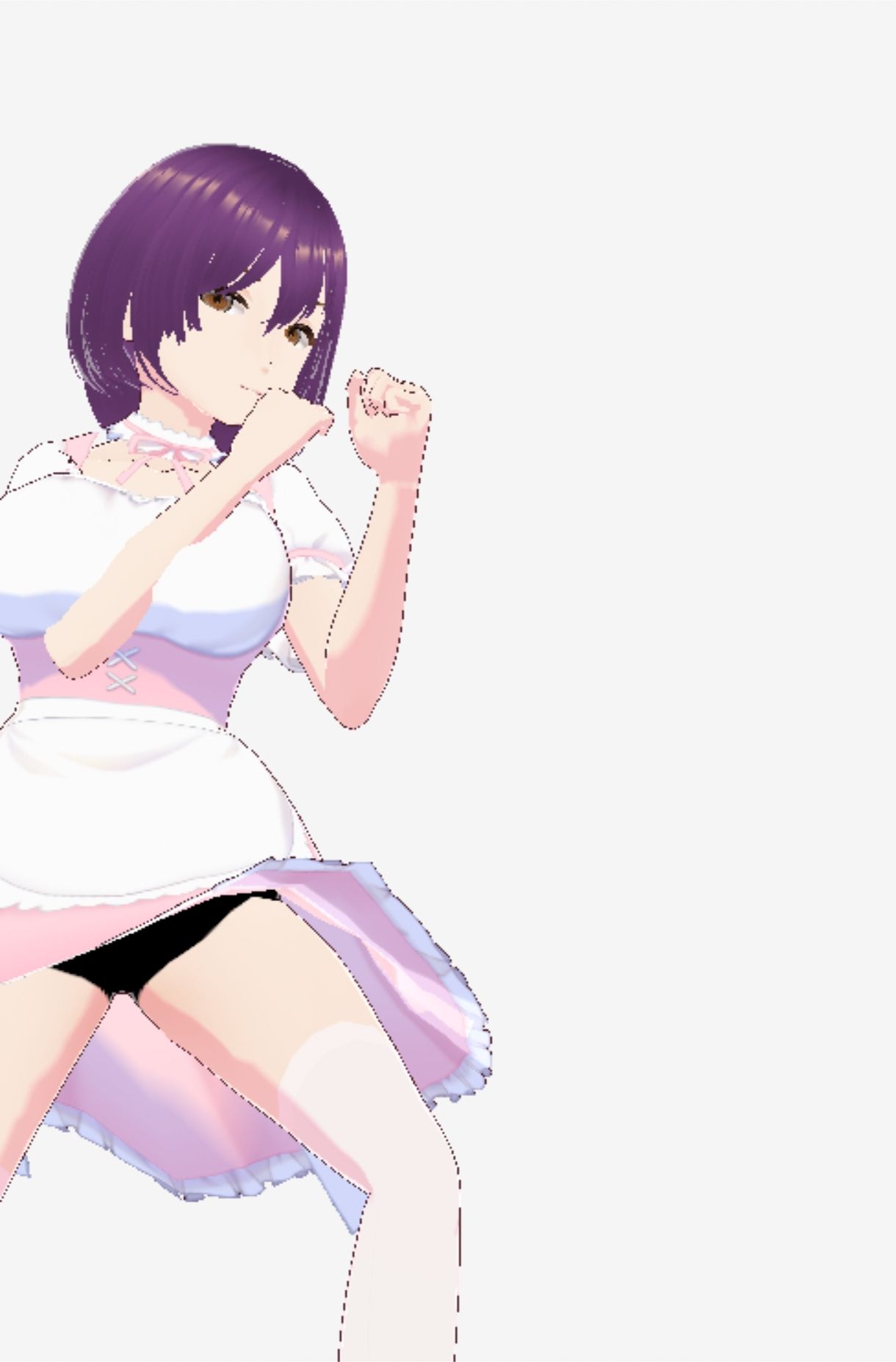 パープルヘアの巨乳の女性（セリフなし 3DCGモデル イラスト集）