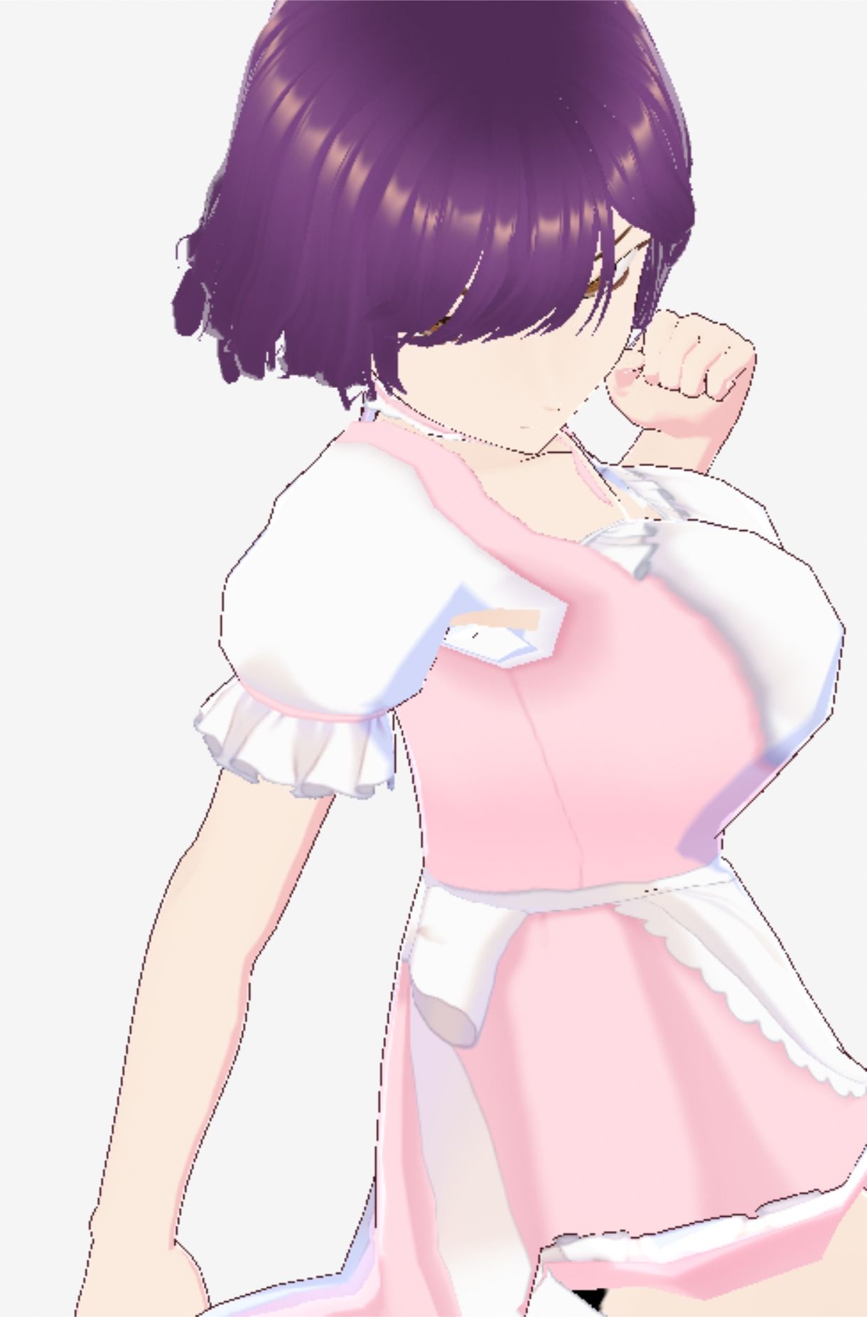 パープルヘアの巨乳の女性（セリフなし 3DCGモデル イラスト集）