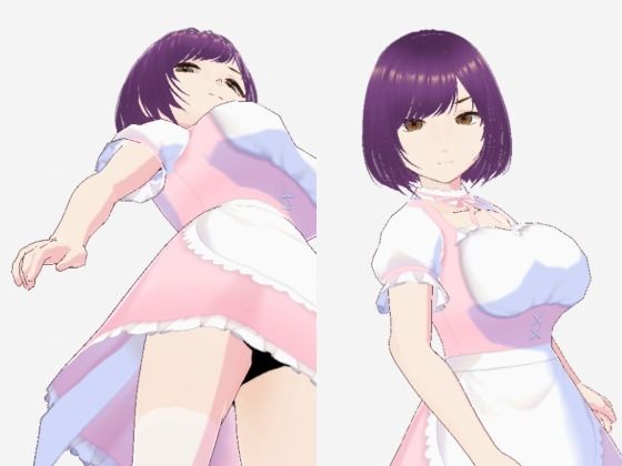 パープルヘアの巨乳の女性（セリフなし 3DCGモデル イラスト集）