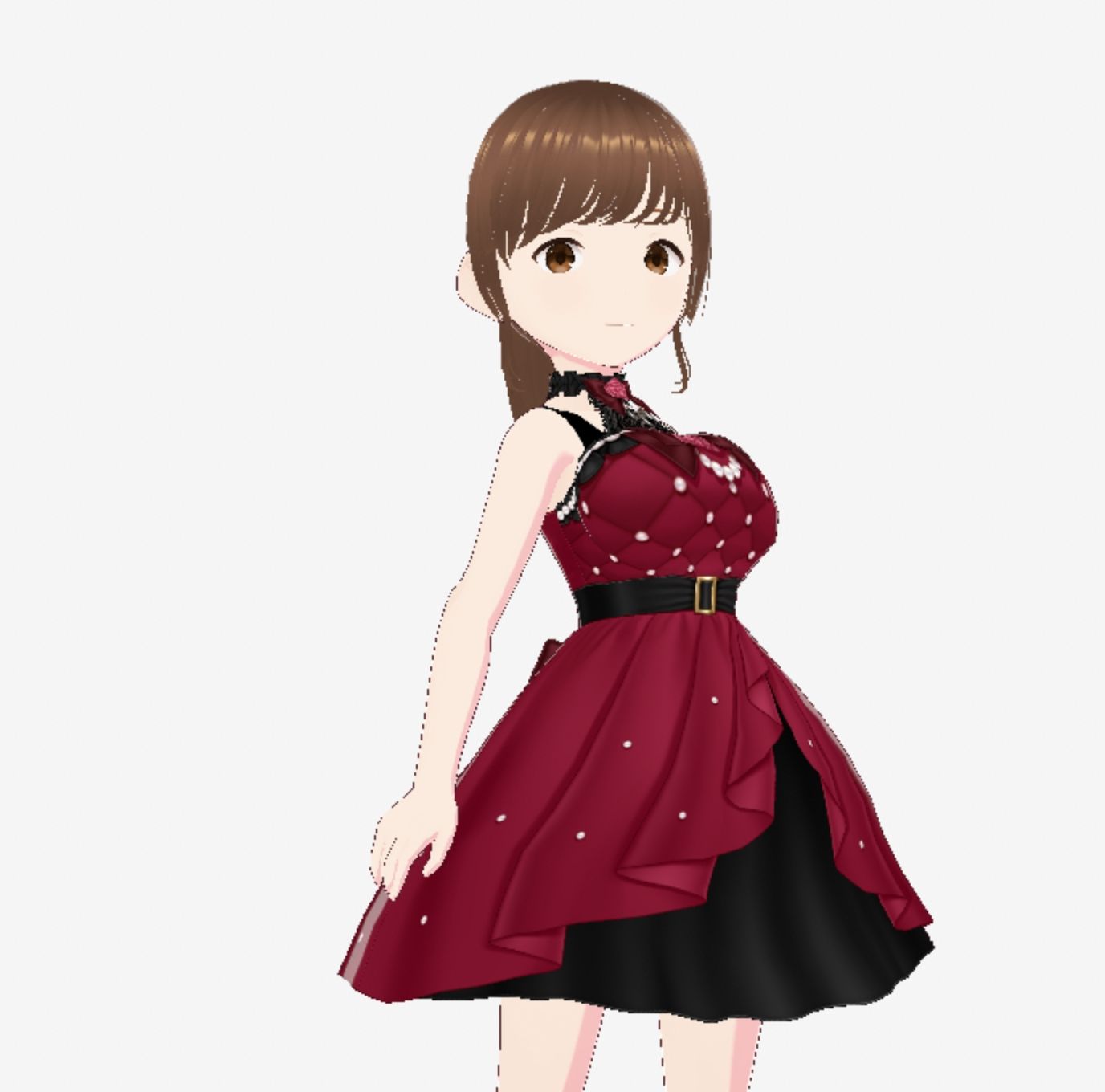 赤いドレスの巨乳のお姉さん（セリフなし 3DCGモデル イラスト集）