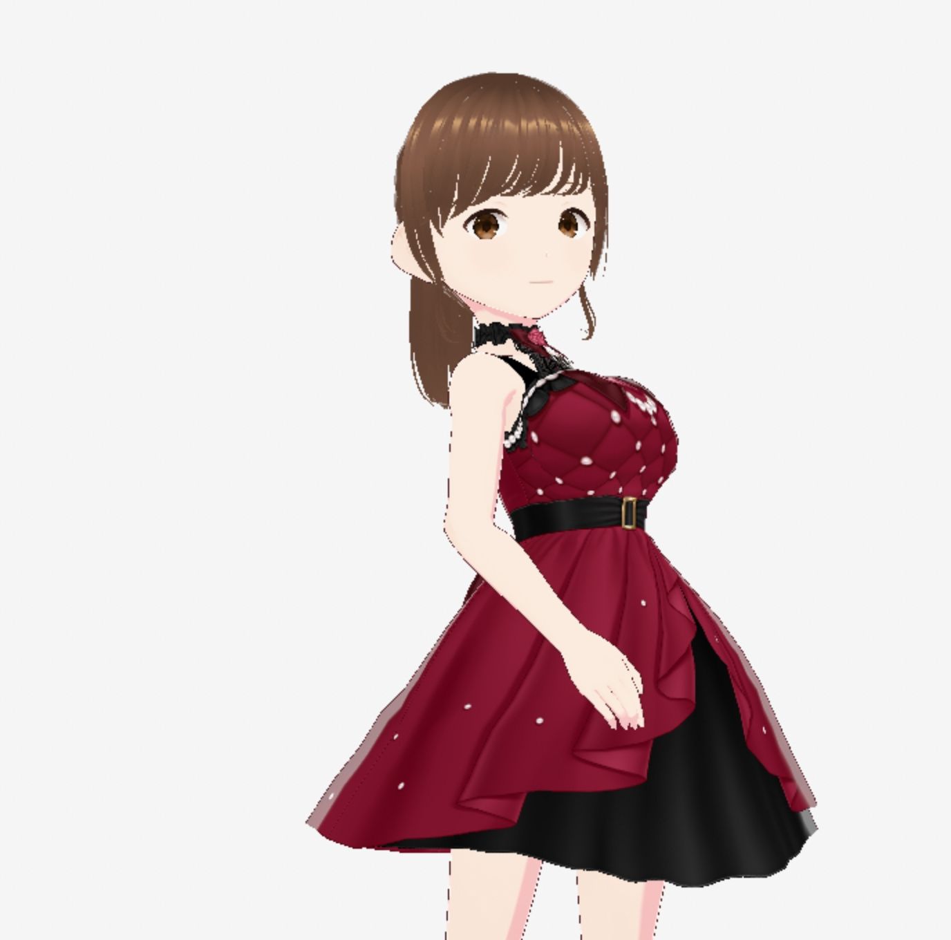 赤いドレスの巨乳のお姉さん（セリフなし 3DCGモデル イラスト集）