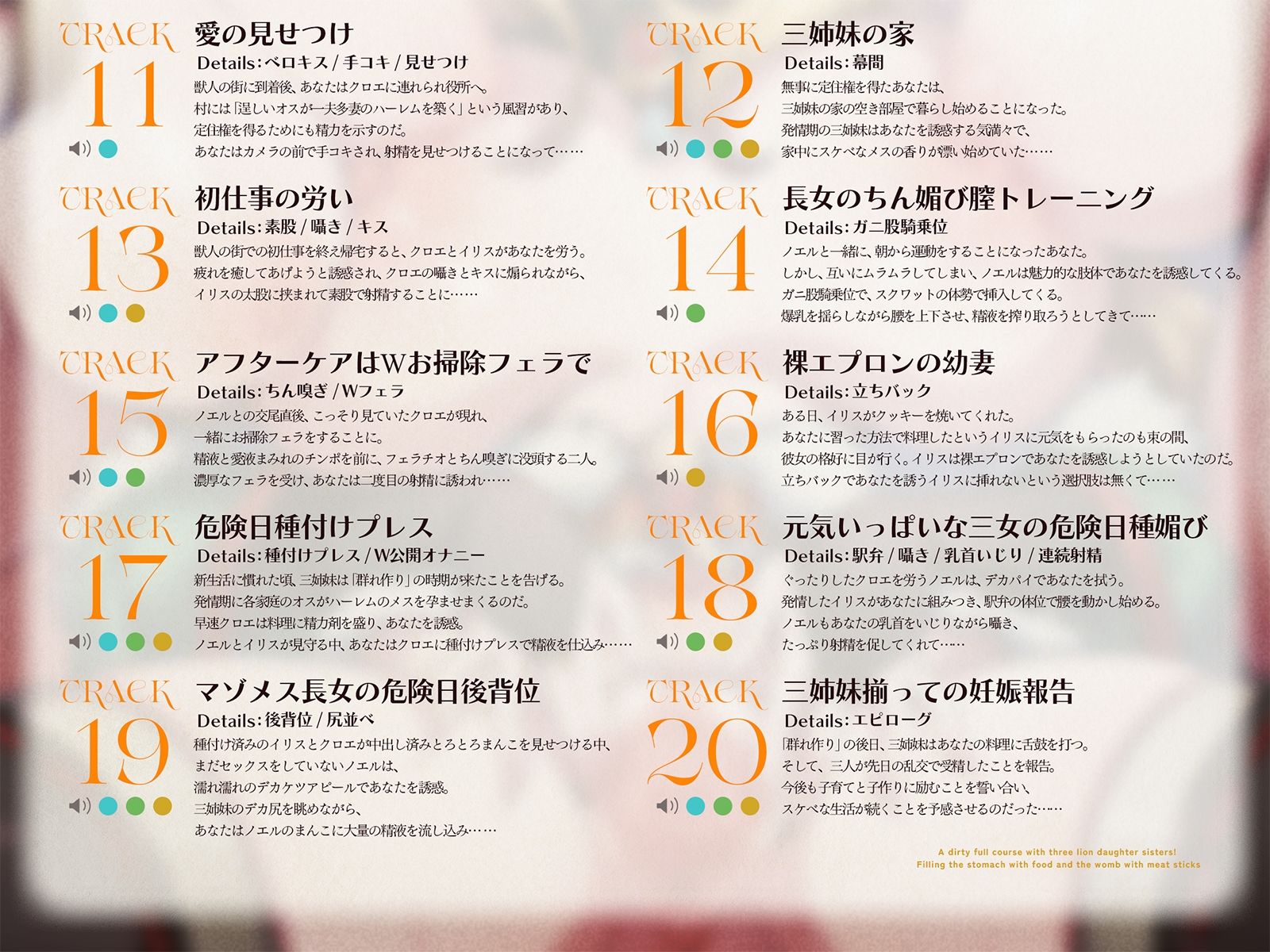 ライオン娘三姉妹とドスケベフルコース!〜料理で胃袋、肉棒で子宮を満たす日々〜【KU100収録】
