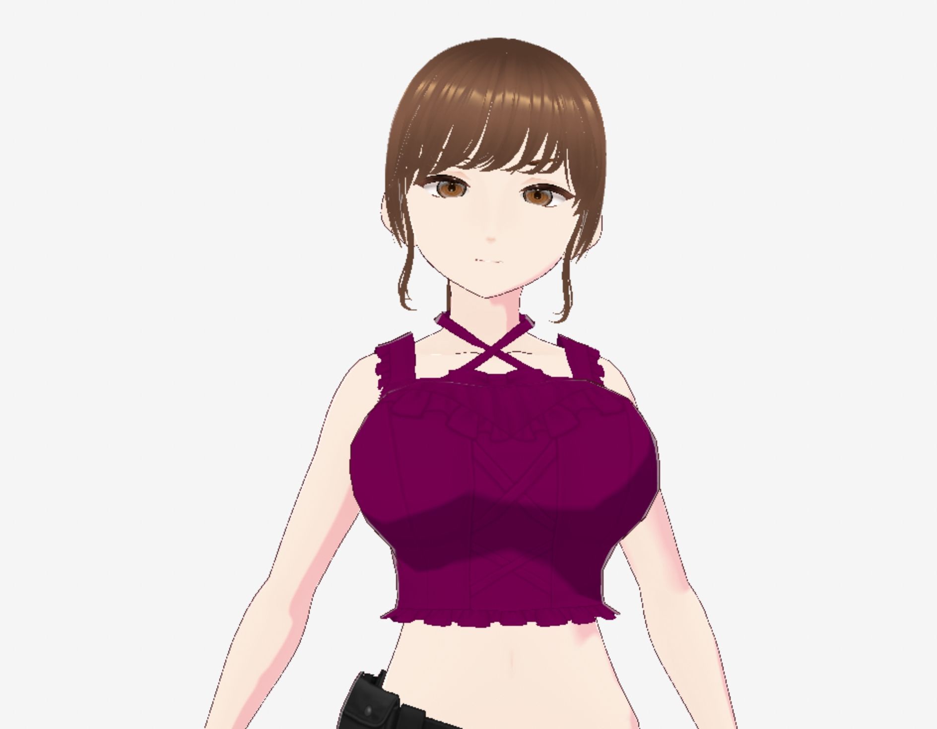 紫色の服を着たツンデレ戦士っぽい美女(セリフなし 3DCGモデル イラスト集)
