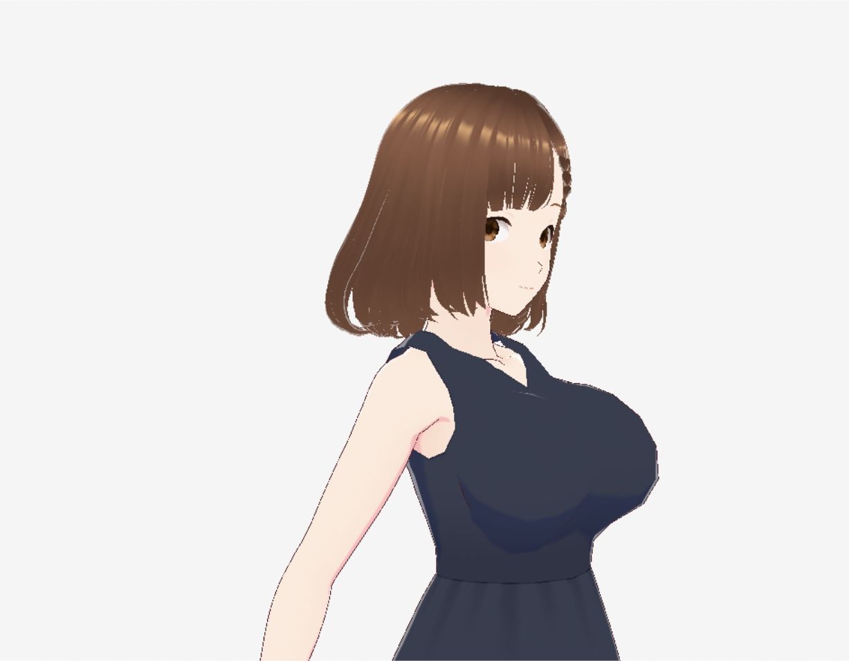 黒いワンピースの巨乳のお姉さん（セリフなし 3DCGモデル イラスト集）
