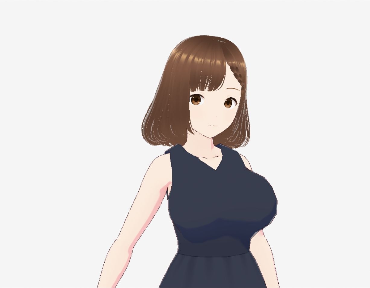 黒いワンピースの巨乳のお姉さん（セリフなし 3DCGモデル イラスト集）