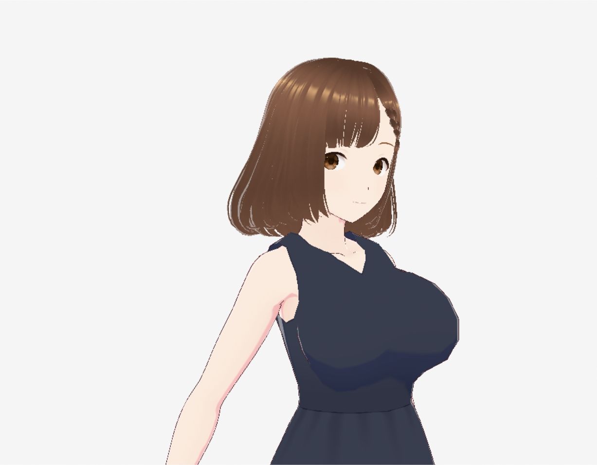 黒いワンピースの巨乳のお姉さん（セリフなし 3DCGモデル イラスト集）