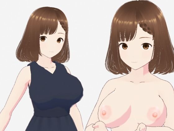 黒いワンピースの巨乳のお姉さん（セリフなし 3DCGモデル イラスト集）