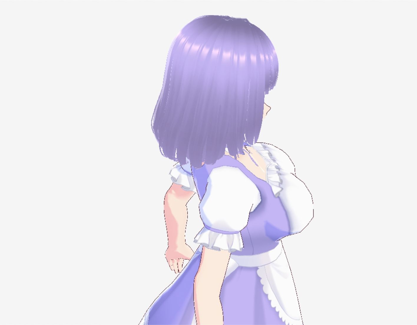 パープルヘアのメイド服のお姉さん（セリフなし 3DCGモデル イラスト集）
