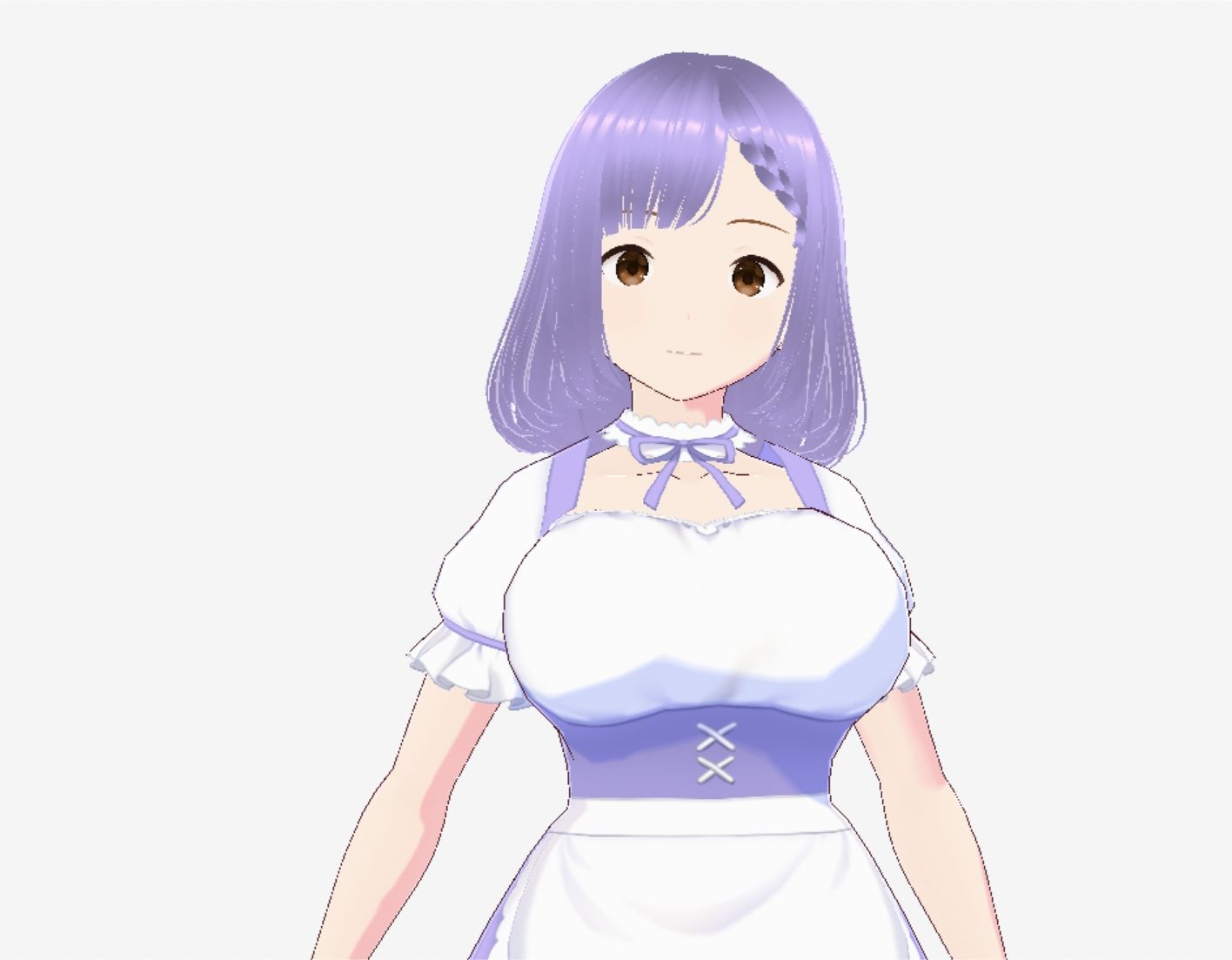 パープルヘアのメイド服のお姉さん（セリフなし 3DCGモデル イラスト集）