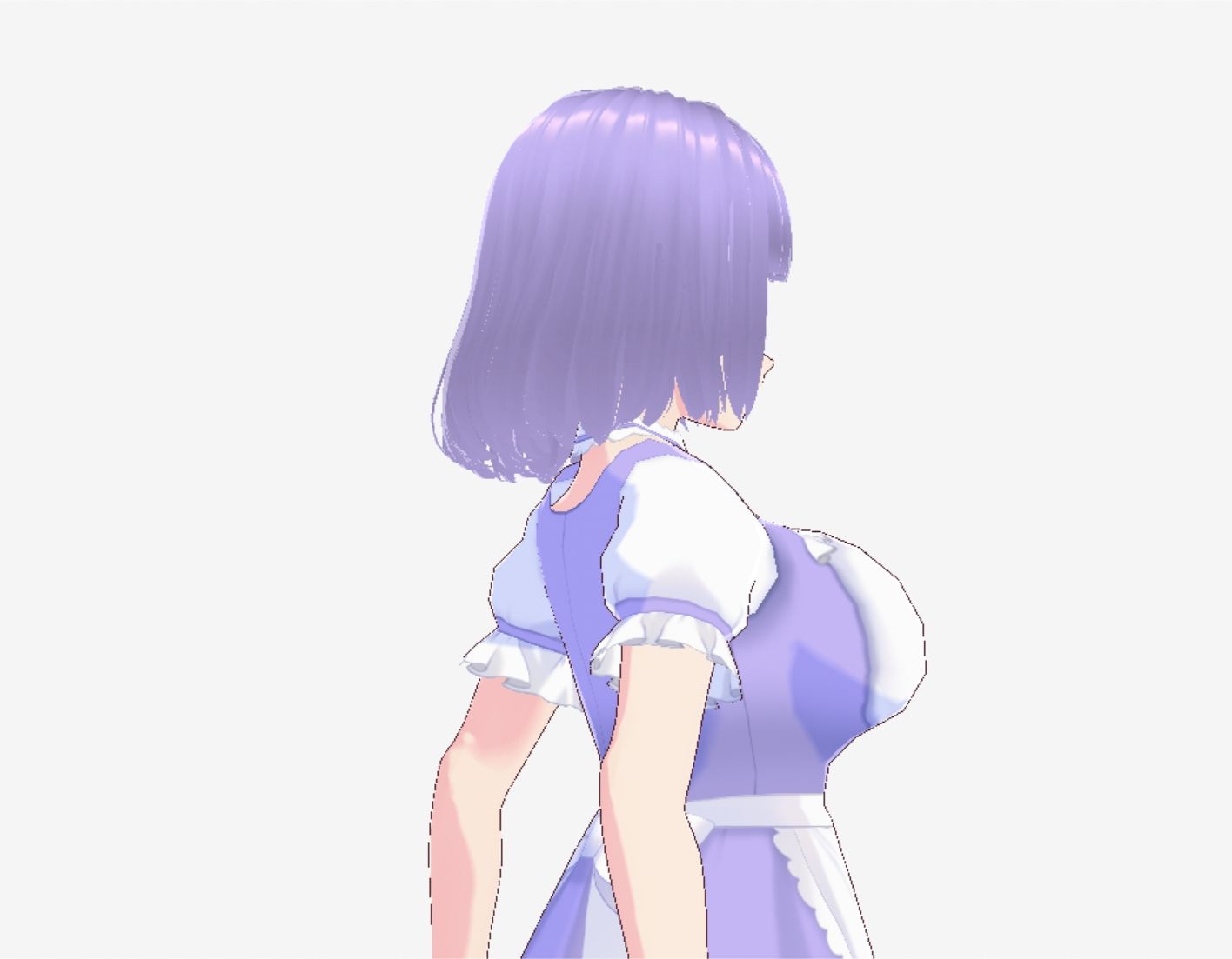 パープルヘアのメイド服のお姉さん（セリフなし 3DCGモデル イラスト集）