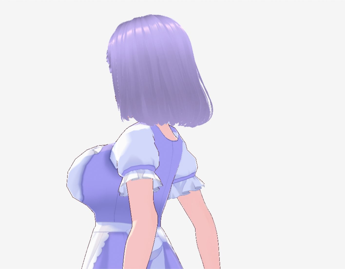 パープルヘアのメイド服のお姉さん（セリフなし 3DCGモデル イラスト集）