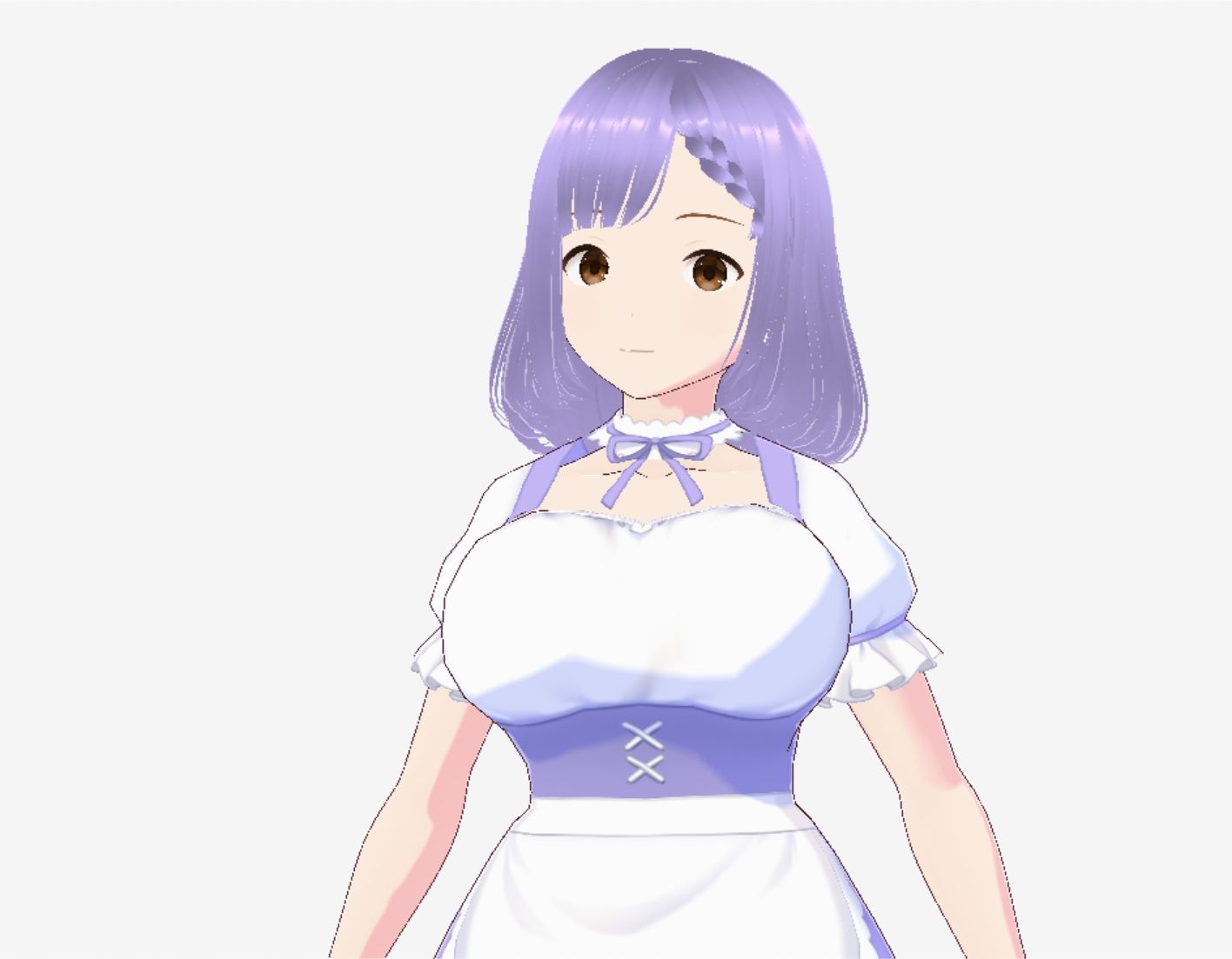 パープルヘアのメイド服のお姉さん（セリフなし 3DCGモデル イラスト集）