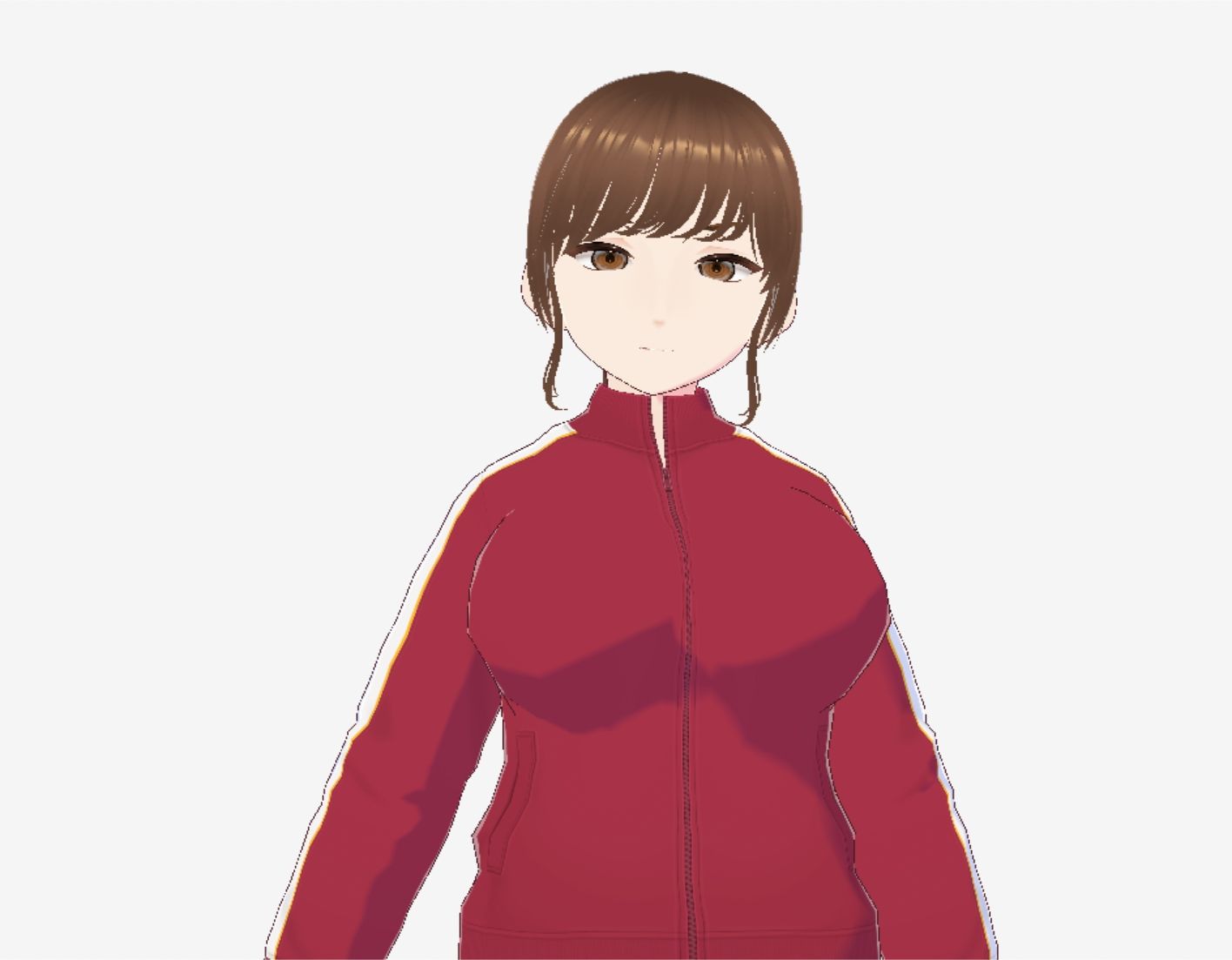 赤ジャージでポニーテールの巨乳美女(セリフなし 3DCGモデル イラスト集)