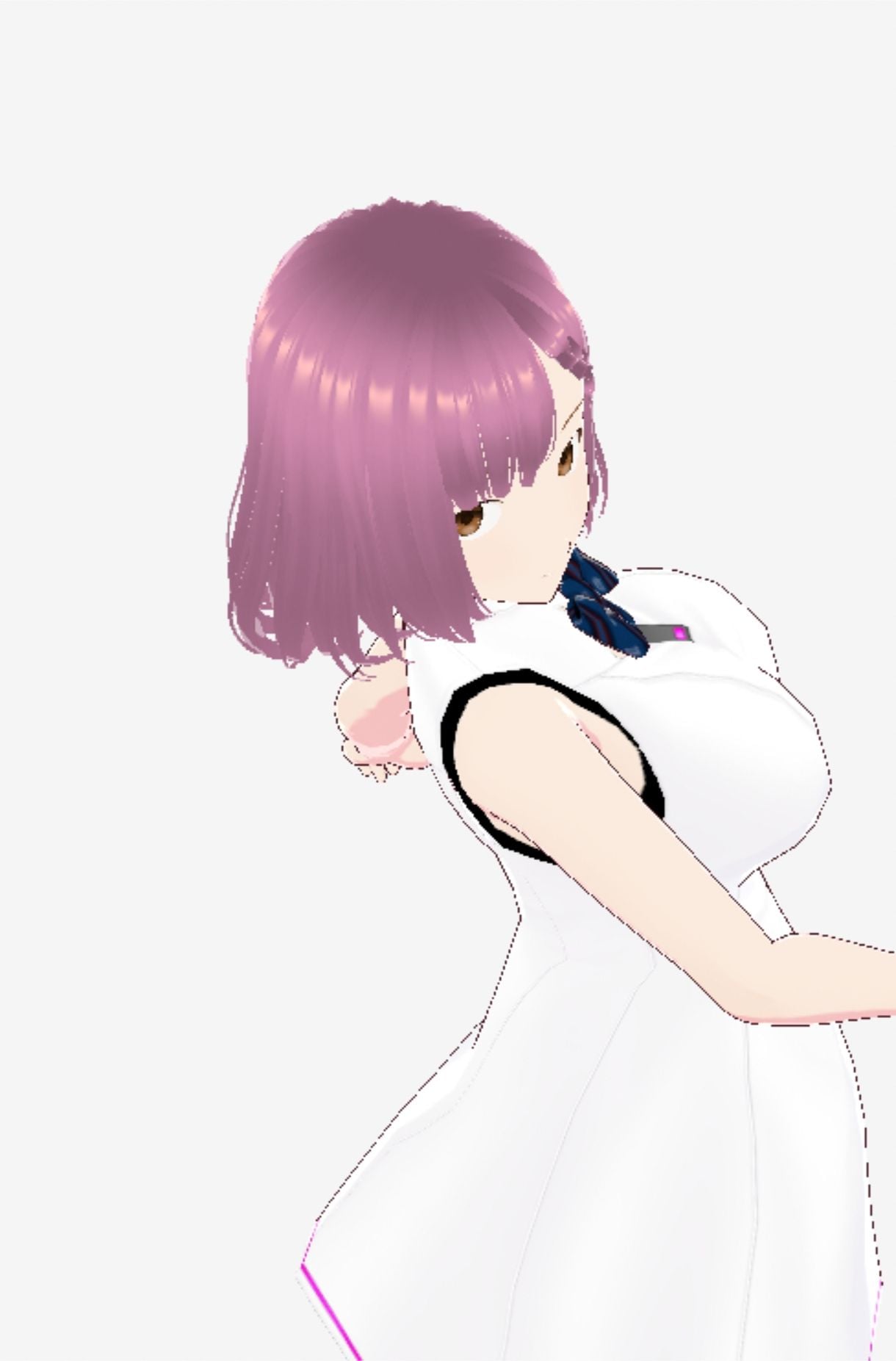 白いワンピース姿に薄いパープルヘアのお姉さん（セリフなし 3DCGモデル イラスト集）