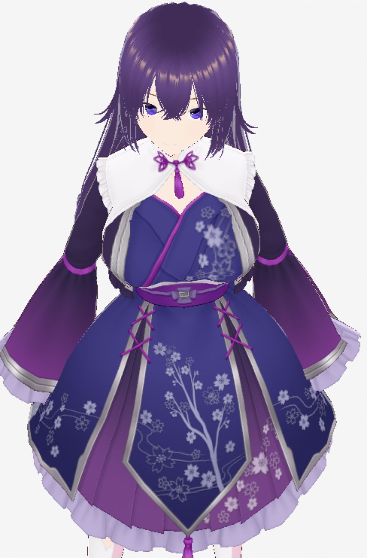 青紫の和模様ドレスの巨乳美女（セリフなし 3DCGモデル イラスト集）