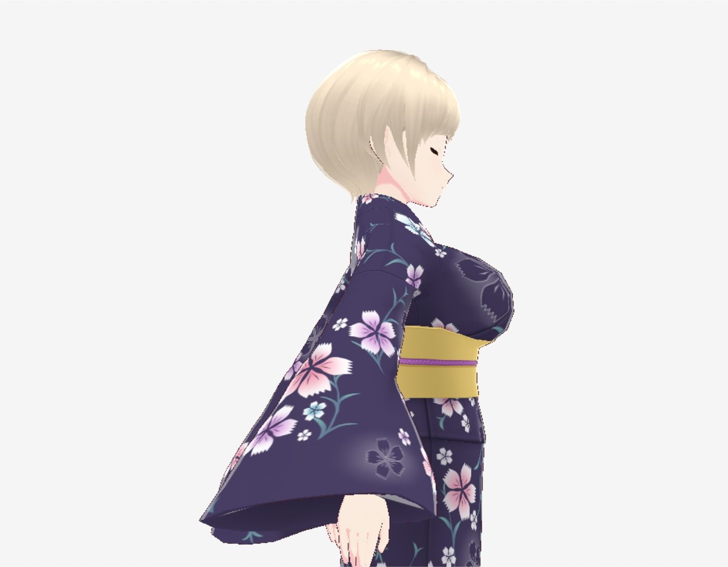 ショートヘアの浴衣のお姉さん（セリフなし 3DCGモデル イラスト集）