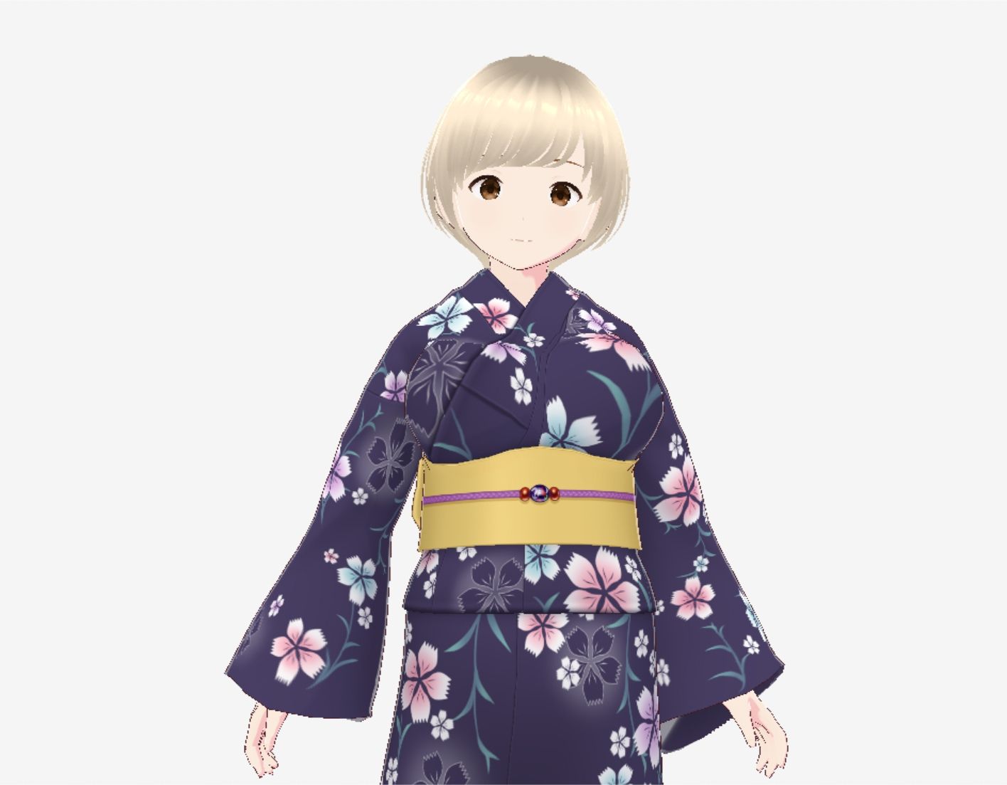 ショートヘアの浴衣のお姉さん（セリフなし 3DCGモデル イラスト集）