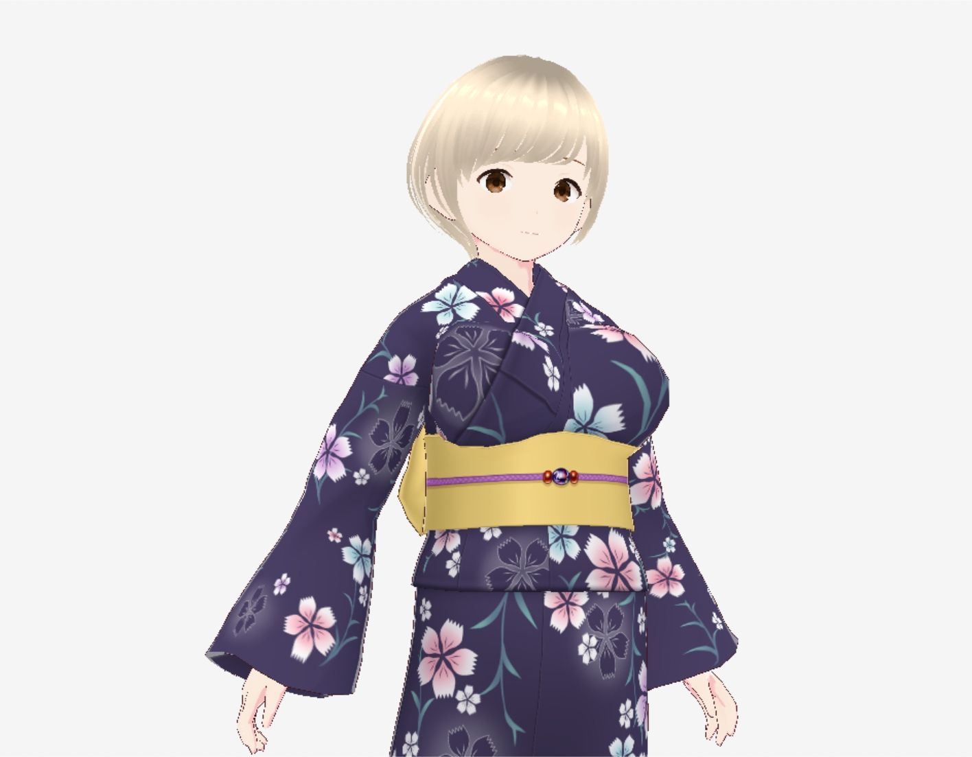 ショートヘアの浴衣のお姉さん（セリフなし 3DCGモデル イラスト集）