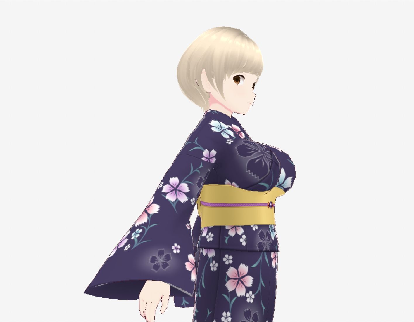 ショートヘアの浴衣のお姉さん（セリフなし 3DCGモデル イラスト集）