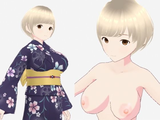 ショートヘアの浴衣のお姉さん（セリフなし 3DCGモデル イラスト集）