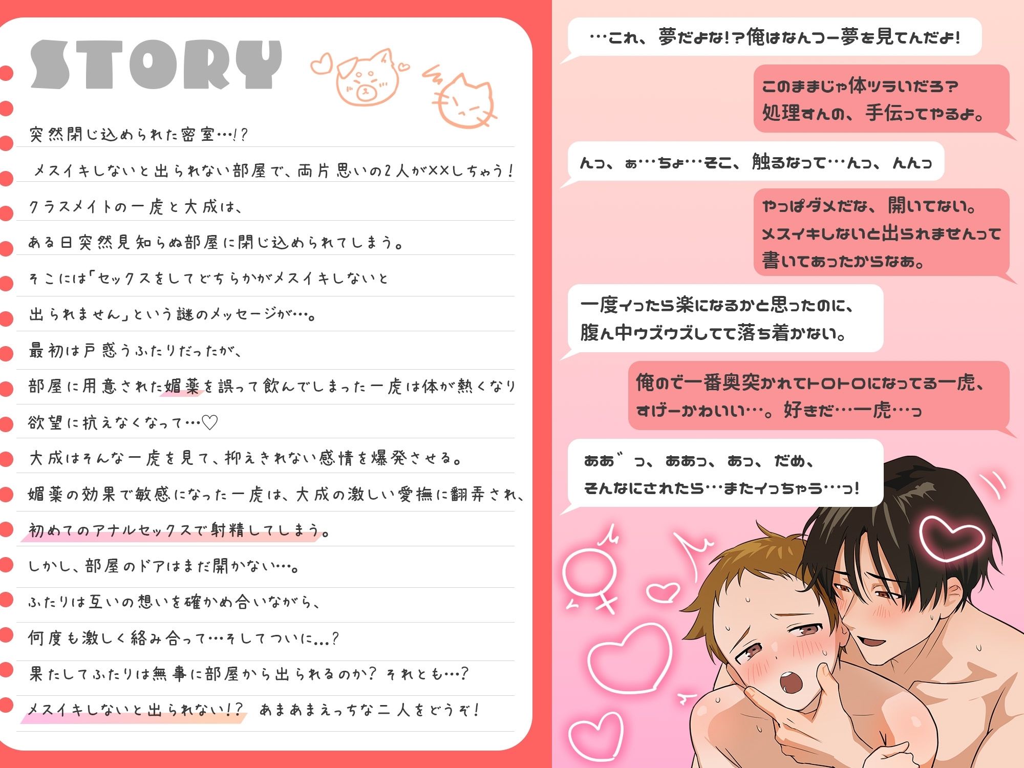 メスイキしないと出られない部屋で両片思い（（はーと））男子が××しちゃう話