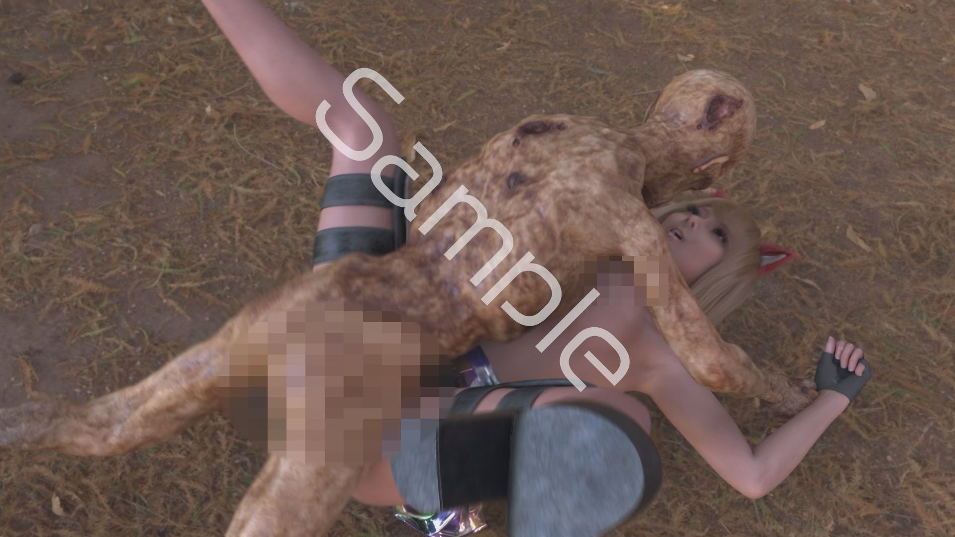 【△100】友梨が主人公のMMORPG『編隊コレクション:Re』ゲーム動画（Vol.11:ゾンビの集団によるレ○プ被害に遭ってしまう:正常位でおっぱい丸出し！）