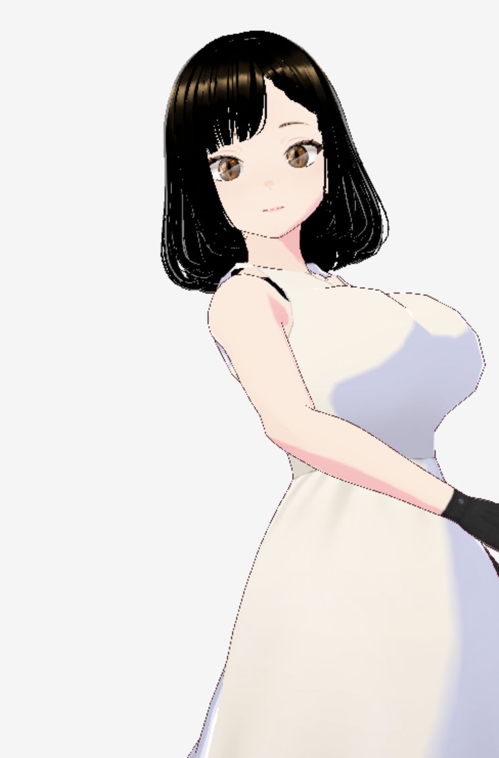 白ワンピースを着たお姉さん(セリフなし 3DCGモデル イラスト集)