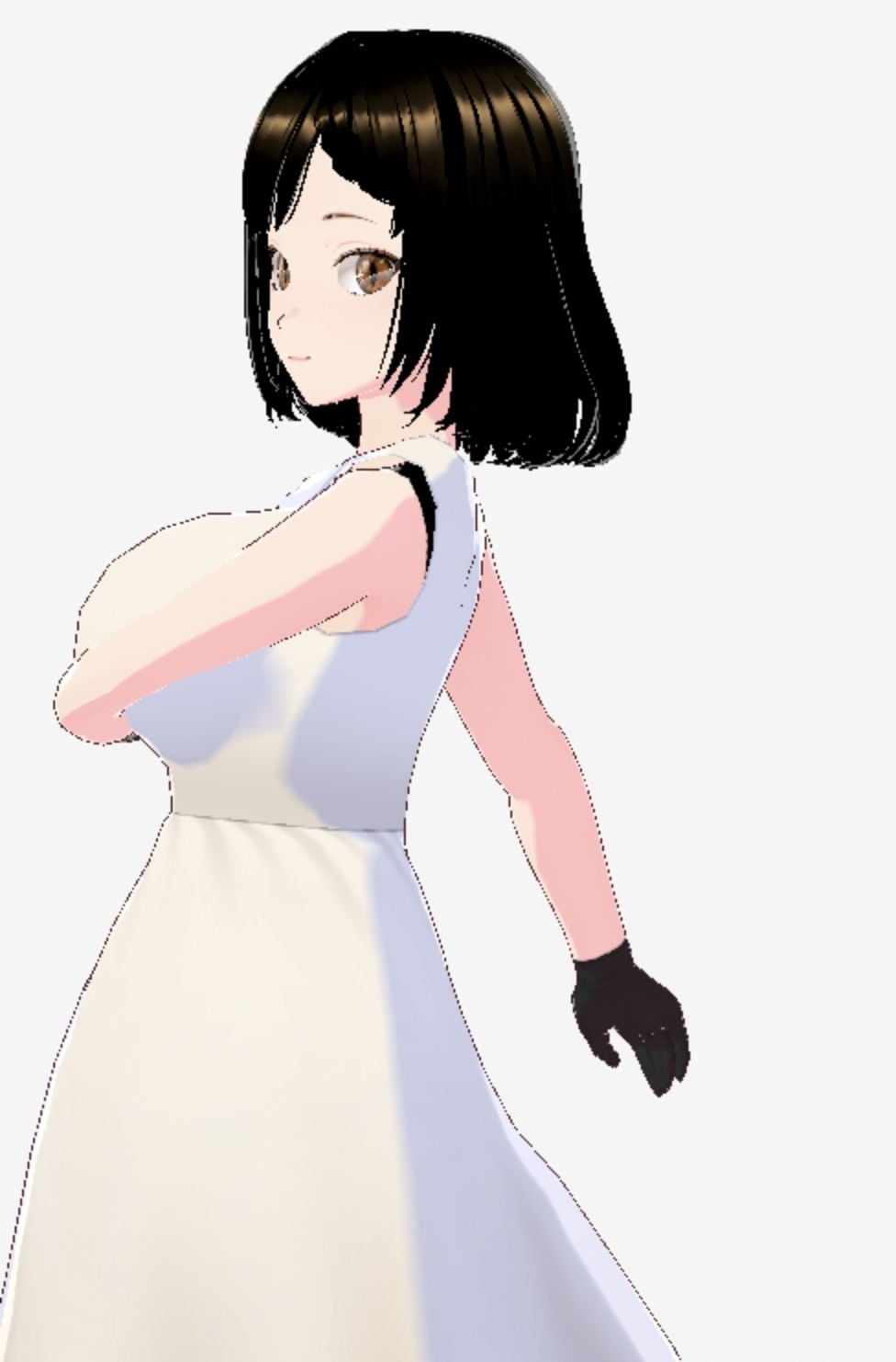 白ワンピースを着たお姉さん(セリフなし 3DCGモデル イラスト集)