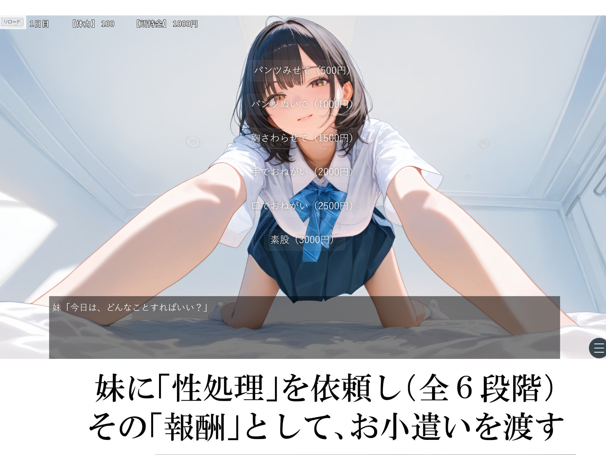 兄の性欲処理でお小遣いを稼ぐ妹【ゲーム版】