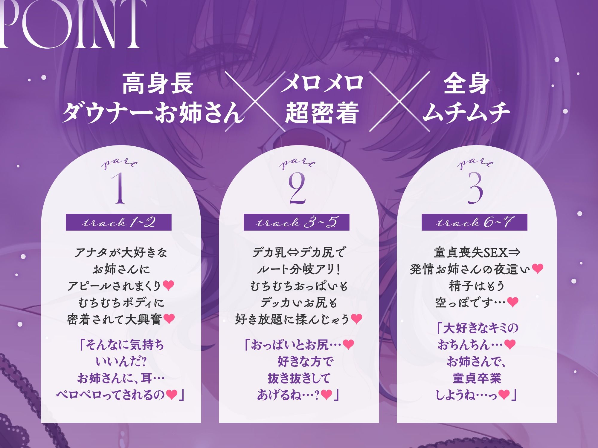 【超密着＆耳舐め求愛】お隣さんのむちむちダウナーお姉さんの溺愛が止まらない♪「デカ乳とデカ尻…どっちが好き？」性癖バレ×童貞喪失【ルート分岐有り】
