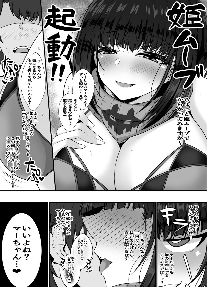 やり待ちマーちゃんを誘惑した姫がチン負けしちゃう本