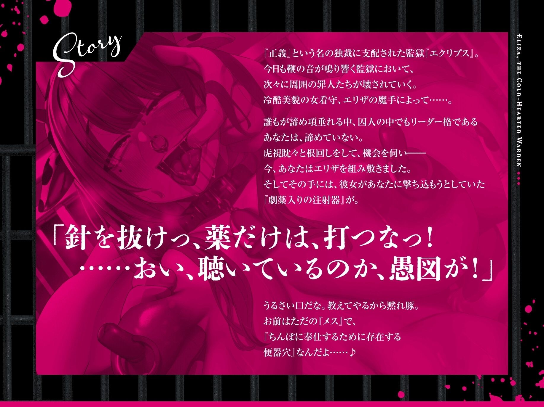 【過激CG集同梱】冷酷女看守エリザ〜性格最悪の女看守に立場わからせ人生終了キメセクレ●プ♪お前は今日から無様な底辺肉便器〜【監獄に響き渡るきったねえ牛オホ声】